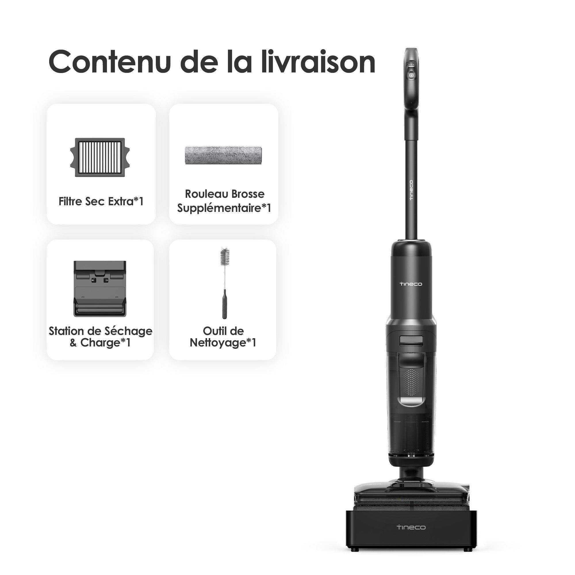 Tineco FLOOR ONE S7 Stretch Steam Aspirateur Balai Vapeur Sans Fil Tout-en-Un